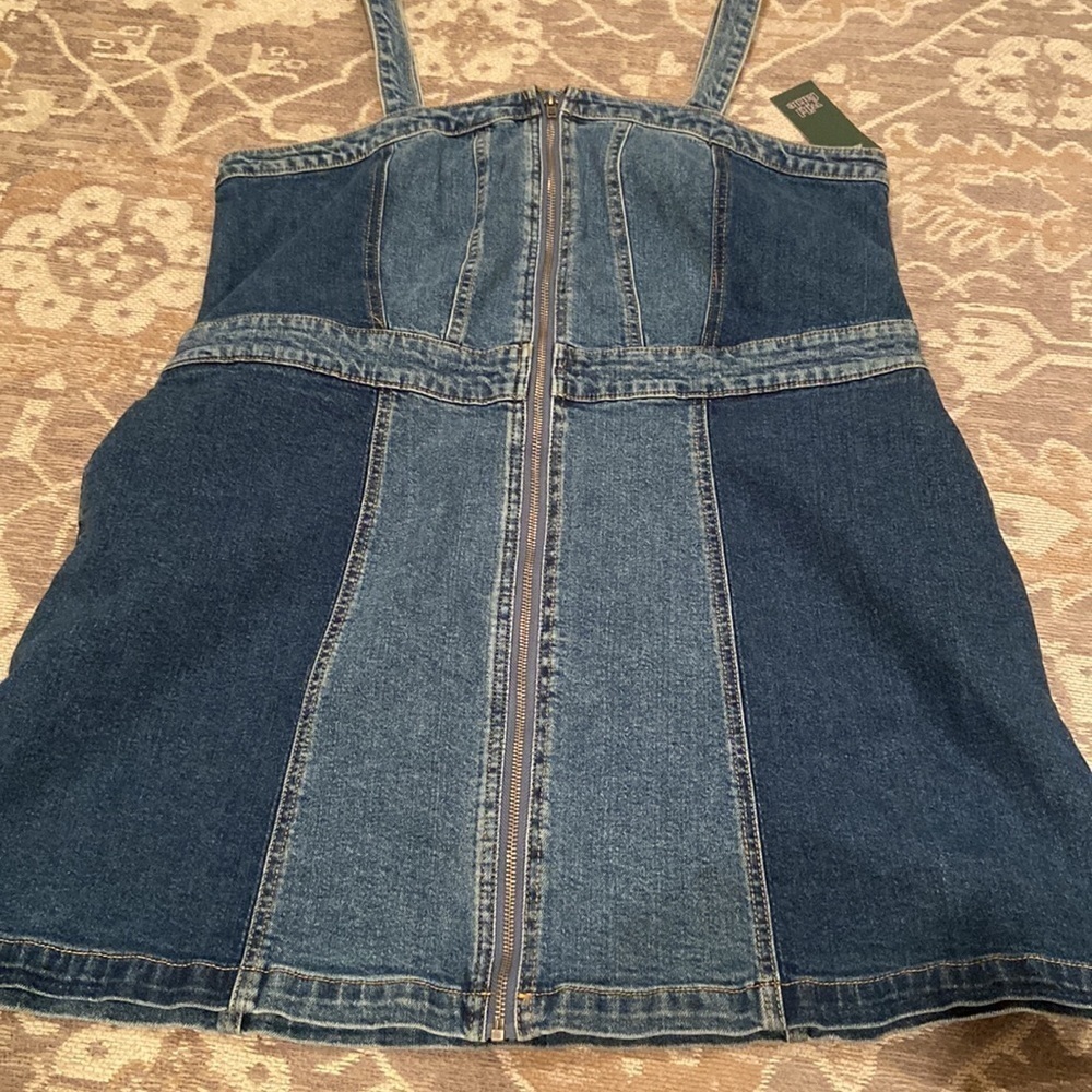 Denim Mini Pinafore - Medium Wash
Patchwork NWT N… - image 7